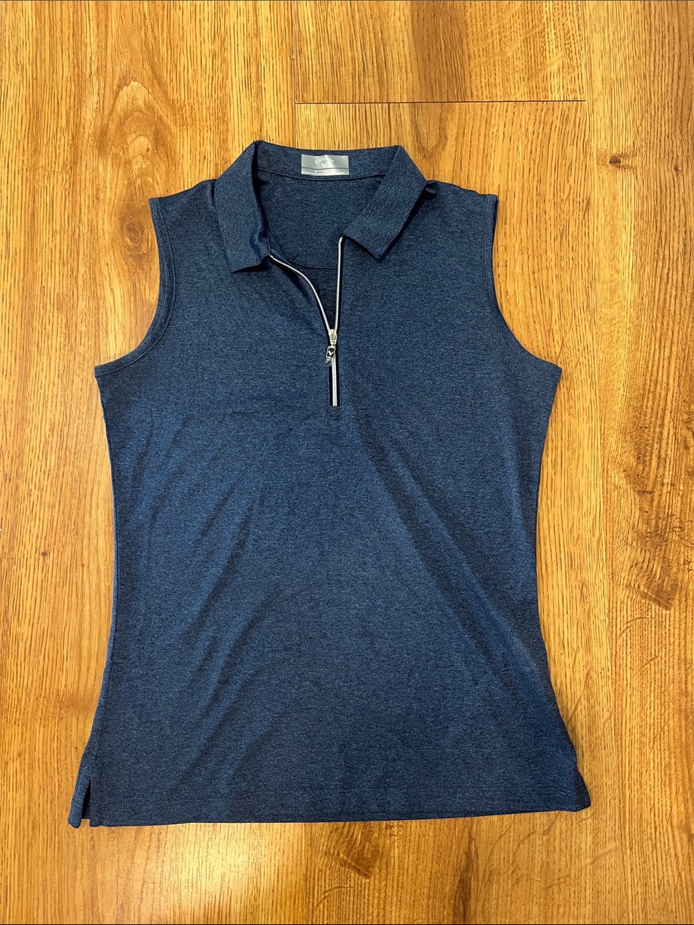 Callaway Sleeveless Zip Polo Top - Navy Size Small